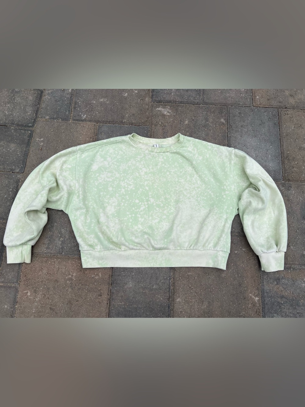 Daily Practice by Anthropologie Green Tie Dye Cropped Sweatshirt Size M